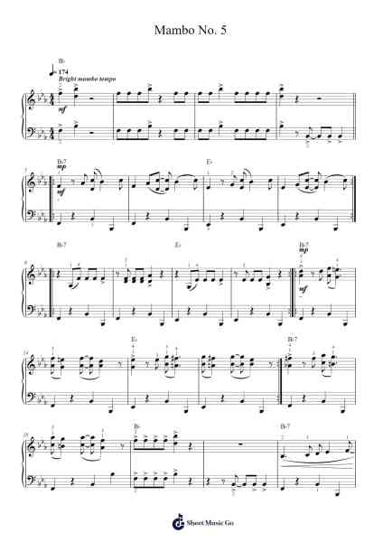 Mambo No. 5 - Perez Prado (Easy Piano) Sheet Music by Astor Piazzolla-Arr.Fordlome