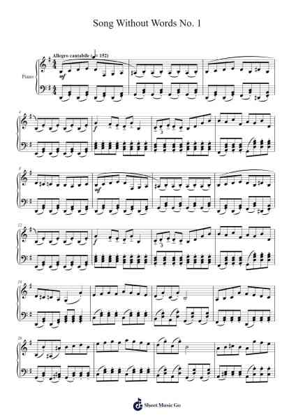 Song Without Words No. 1 Sheet Music by Cookeda-Arr.Leolop Faypys