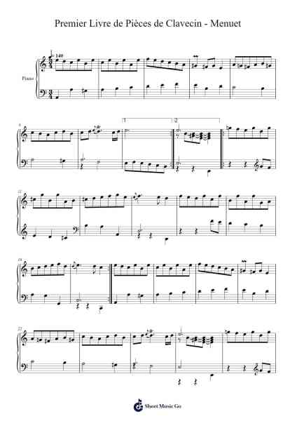 Premier Livre de Pièces de Clavecin: 9. Menuet Sheet Music by Jean-Philippe Rameau-Arr.Campbriel