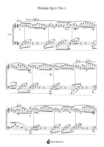 Prelude in C Major, Op. 11, No. 1 Sheet Music by A. Scriabin-Arr.Pulsing