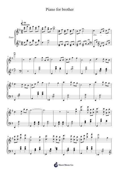 Piano for brother Sheet Music by O'Neilmuel Mikegie-Arr.Larfox Efquinn