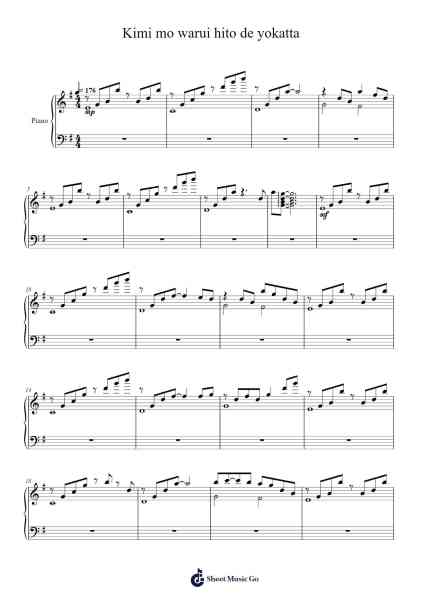 Kimi mo warui hito de yokatta Sheet Music by Montor-Arr.Longbohm