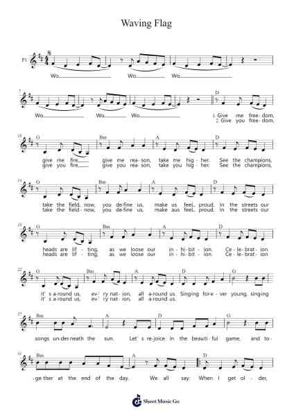 Waving Flag Sheet Music by K’naan-Arr.Elroylitt Graycia