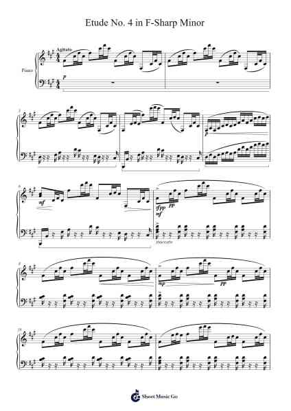 Etude No. 4 in F-Sharp Minor Sheet Music by Christopher Hill-Arr.Chrisphael Reedno