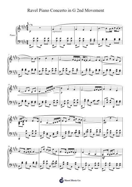 Piano Concerto in G Major: II. Adagio assai Sheet Music by Maurice Ravel-Arr.Virmoll