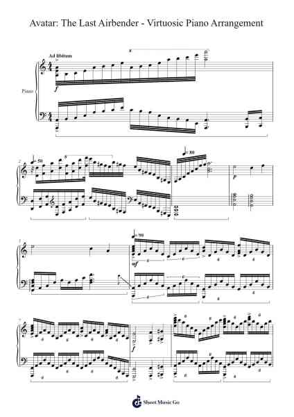 Avatar: The Last Airbender - Virtuosic Piano Arrangement Sheet Music by Jeremy Zuckerman/Benjamin Wynn-Arr.Egpert