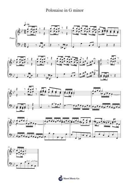 Polonaise in G Minor, H. 250 (Wq. 119) Sheet Music by Carl Philipp Emanuel Bach-Arr.Deirrine Sisibyl
