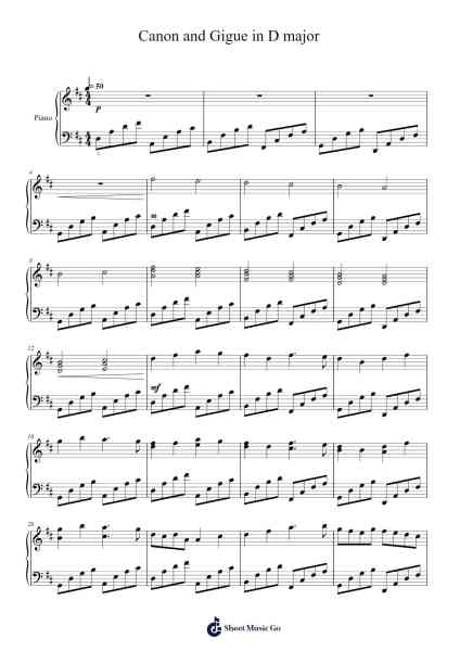 Canon and Gigue in D Major, P.37 Sheet Music by Johann Pachelbel-Arr.Charalph