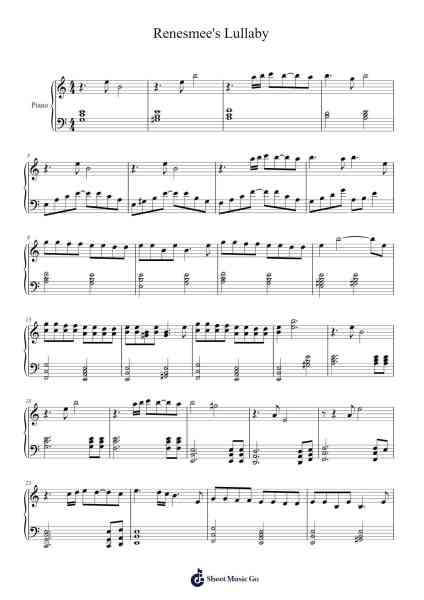 Renesmee's Lullaby Sheet Music by Carter Burwell-Arr.Hedbill