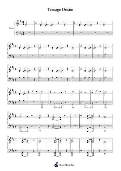 Teenage Dream Sheet Music by Katy Perry-Arr.Shelmore Yetgrant