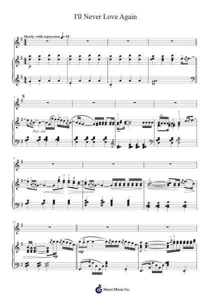 I'll Never Love Again Sheet Music by Lady Gaga-Arr.Glalain Borhys