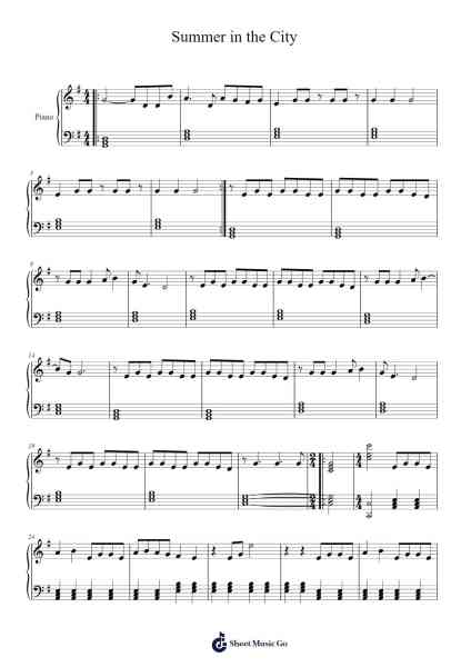 Summer in the City Sheet Music by Pulstan-Arr.Cherlian Zimreed