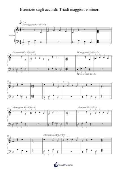 Esercizio sugli accordi: Triadi maggiori e minori Sheet Music by Antonio Ali'-Arr.Steeleton