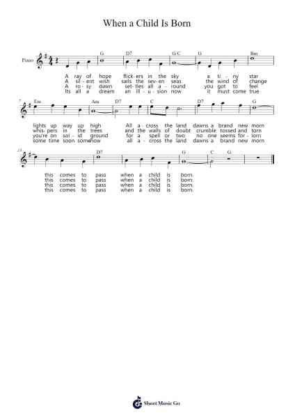 When a Child Is Born Sheet Music by undefined-Arr.Boycegold