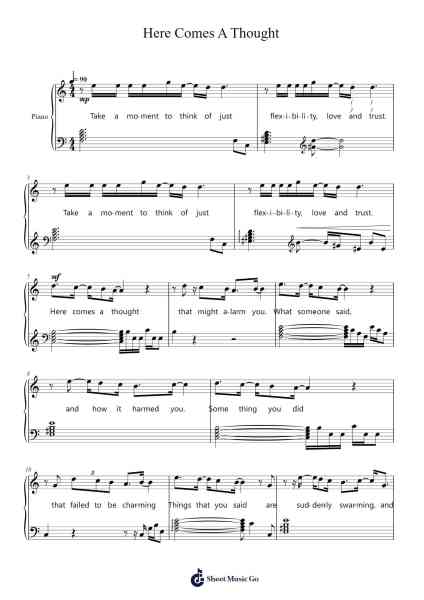 Here Comes A Thought Sheet Music by Rebecca Sugar-Arr.Brewsberg