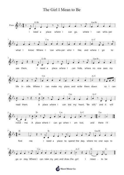 The Girl I Mean to Be Sheet Music by Wanget Jusean-Arr.Lamshop