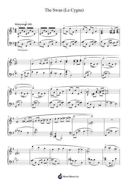 The Swan (Le Cygne) from Carnival of the Animals Sheet Music by Camille Saint-Saëns-Arr.Luroe Boycefay