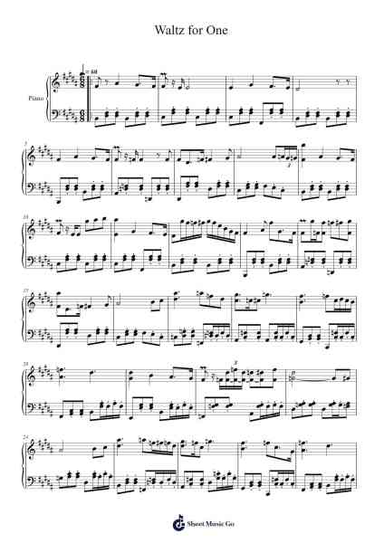 Waltz for One Sheet Music by Jake Kaufman-Arr.Hedvogt