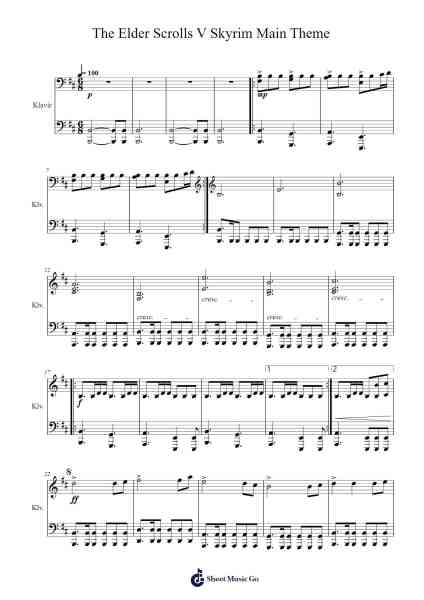 The Elder Scrolls V Skyrim Main Theme Sheet Music by undefined-Arr.Wheejames