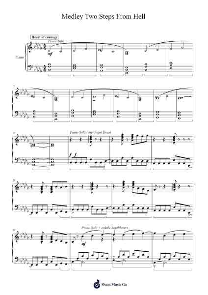 Medley Two Steps From Hell Piano Sheet Music by Michiel Vandromme-Arr.Rhotab
