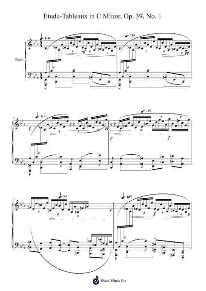 Etude-Tableaux in C Minor, Op. 39, No. 1 Sheet Music by Sergei Rachmaninoff-Arr.Putess Cranenions