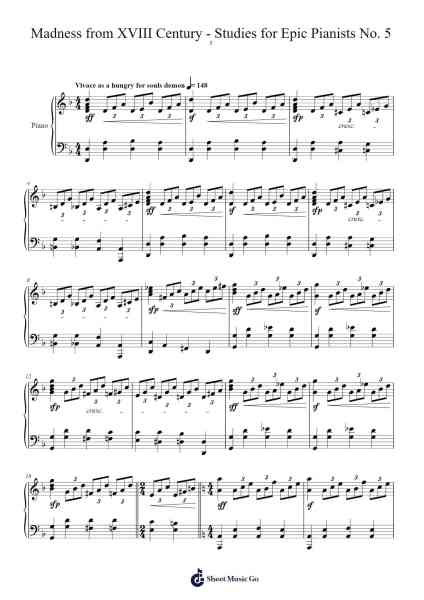Madness from XVIII Century - Studies for Epic Pianists No. 5 Sheet Music by Aitor Arozamena-Arr.Joypoe Willze
