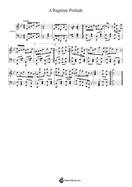 A Ragtime Prelude Sheet Music by Winnis Dilshua-Arr.Greydre Keithburne