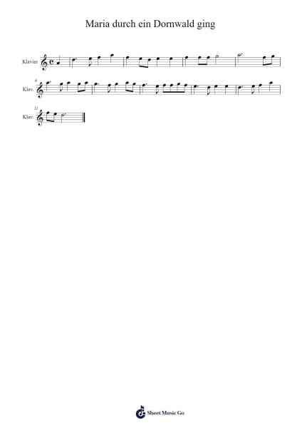 Maria durch ein Dornwald ging Sheet Music by traditional-Arr.Abters Bloomsteele