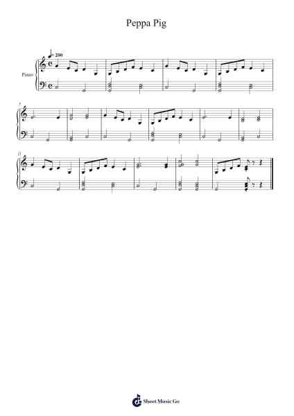 Peppa Pig Sheet Music by Popnuel Noelland-Arr.Souyet Jamesnolds