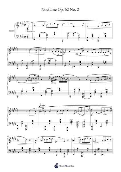 Nocturne Op. 62 No. 2 in E-flat Major Sheet Music by Frédéric Chopin-Arr.Moisham Whcky