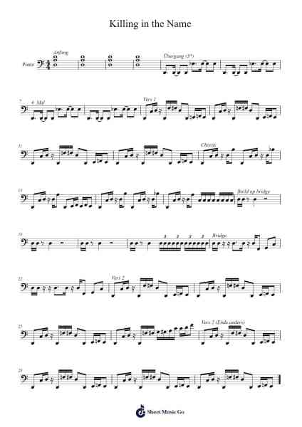 Killing in the Name Sheet Music by Rage Against the Machine-Arr.Bunharine Coftroy
