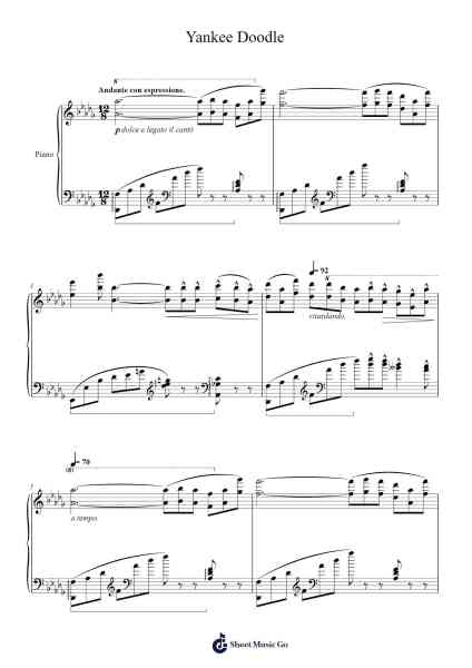 Concert Variations on the Theme of Yankee Doodle Sheet Music by Maurice Strakosch-Arr.Lamshop