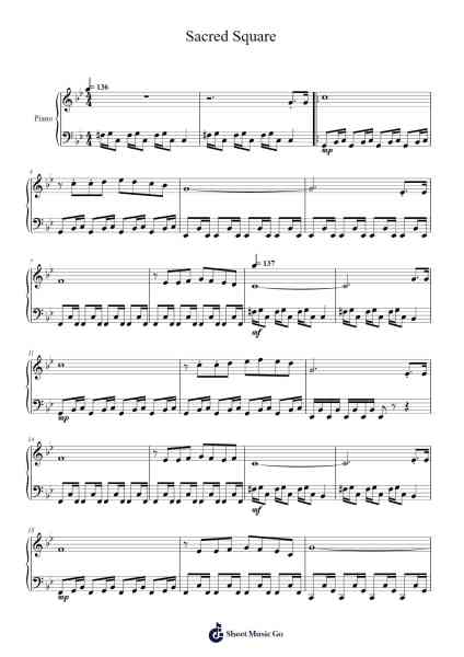 Sacred Square Sheet Music by Hirokazu Ando/Jun Ishikawa/Yuuta Ogasawara-Arr.Brucefe Payjim