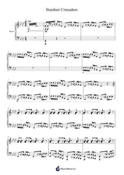 Stardust Crusaders Sheet Music by undefined-Arr.Backpert Poexon