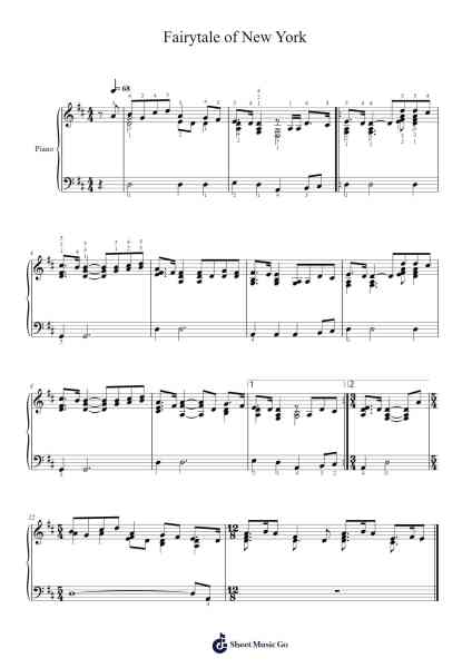 Fairytale of New York Sheet Music by Shane MacGowan/Jem Finer-Arr.Petmann Omaud