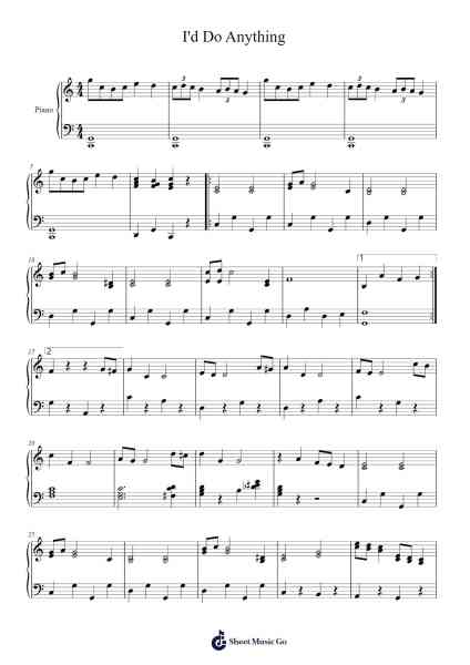 I'd Do Anything Sheet Music by Lionel Bart-Arr.Swinfred Clarkdiah