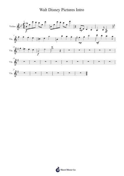 Walt Disney Pictures Intro Sheet Music by undefined-Arr.Dobing
