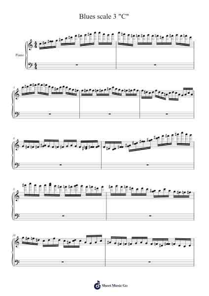 Blues scale 3 "C" Sheet Music by Marco Farina-Arr.Glennthus