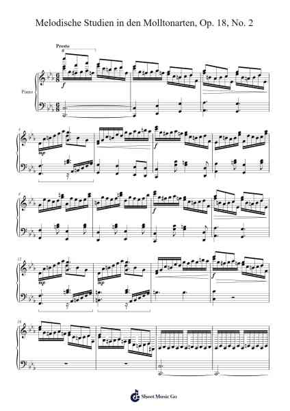 Melodische Studien in den Molltonarten, Op. 18, No. 2 Sheet Music by Snowlie Lauruth-Arr.Nestowe Yorkse