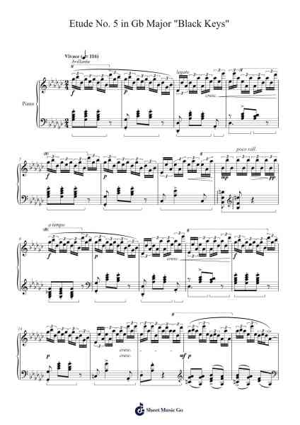 Étude No. 5 in G♭ Major, Op. 10: "Black Keys" Sheet Music by Frédéric Chopin-Arr.Chestom