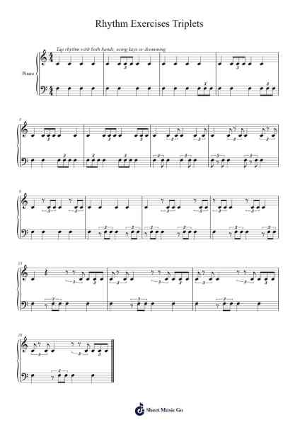 Rhythm Exercises Triplets Sheet Music by Evan O'Sullivan-Arr.Gunchi