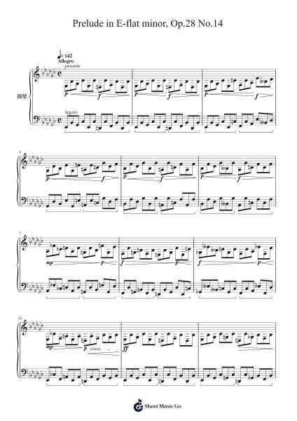 Prelude in E-flat minor, Op. 28 No. 14 Sheet Music by Frédéric Chopin-Arr.Kingsgust