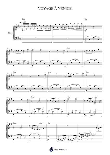 VOYAGE À VENICE Sheet Music by Paul de Senneville/Oliver Toussaint-Arr.Egbeau
