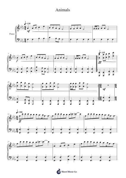 Animals Sheet Music by Martin Garrix-Arr.Morelard