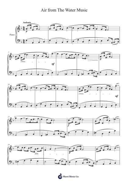 Air from Water Music Sheet Music by George Frideric Handel-Arr.Gasper Inlot