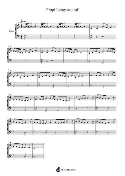 Pippi Langstrumpf Sheet Music by undefined-Arr.Mollpag