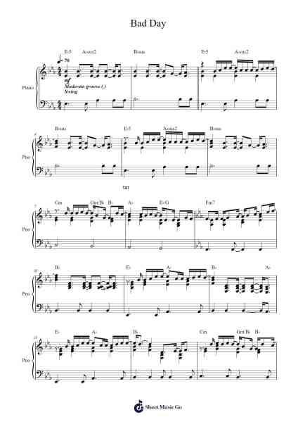 Bad Day Sheet Music by Daniel Powter-Arr.Orfunk Grocroft