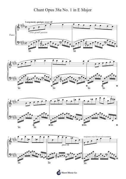 Chant Opus 38a No. 1 in E Major Sheet Music by Charles-Valentin Alkan-Arr.Malke Wordby