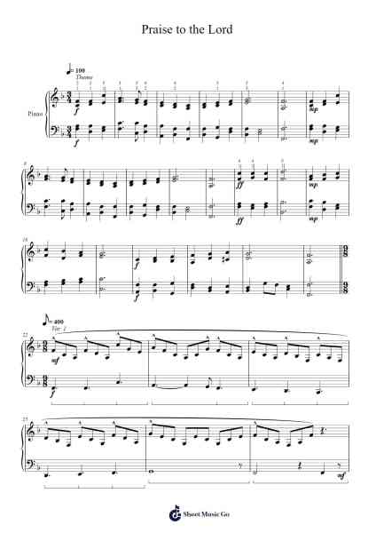 8 Variations of Praise to the Lord Sheet Music by Sshua Mikecia-Arr.Marzel Kylepys