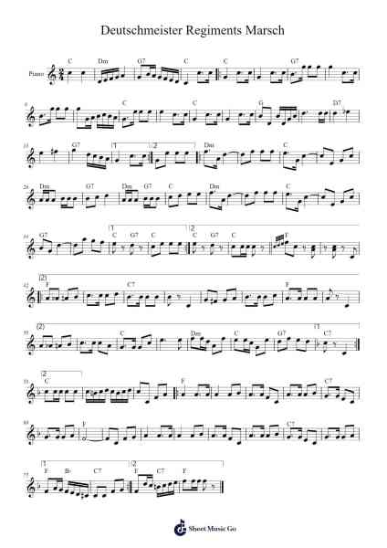 Deutschmeister Regiments Marsch Sheet Music by undefined-Arr.Thomgreg